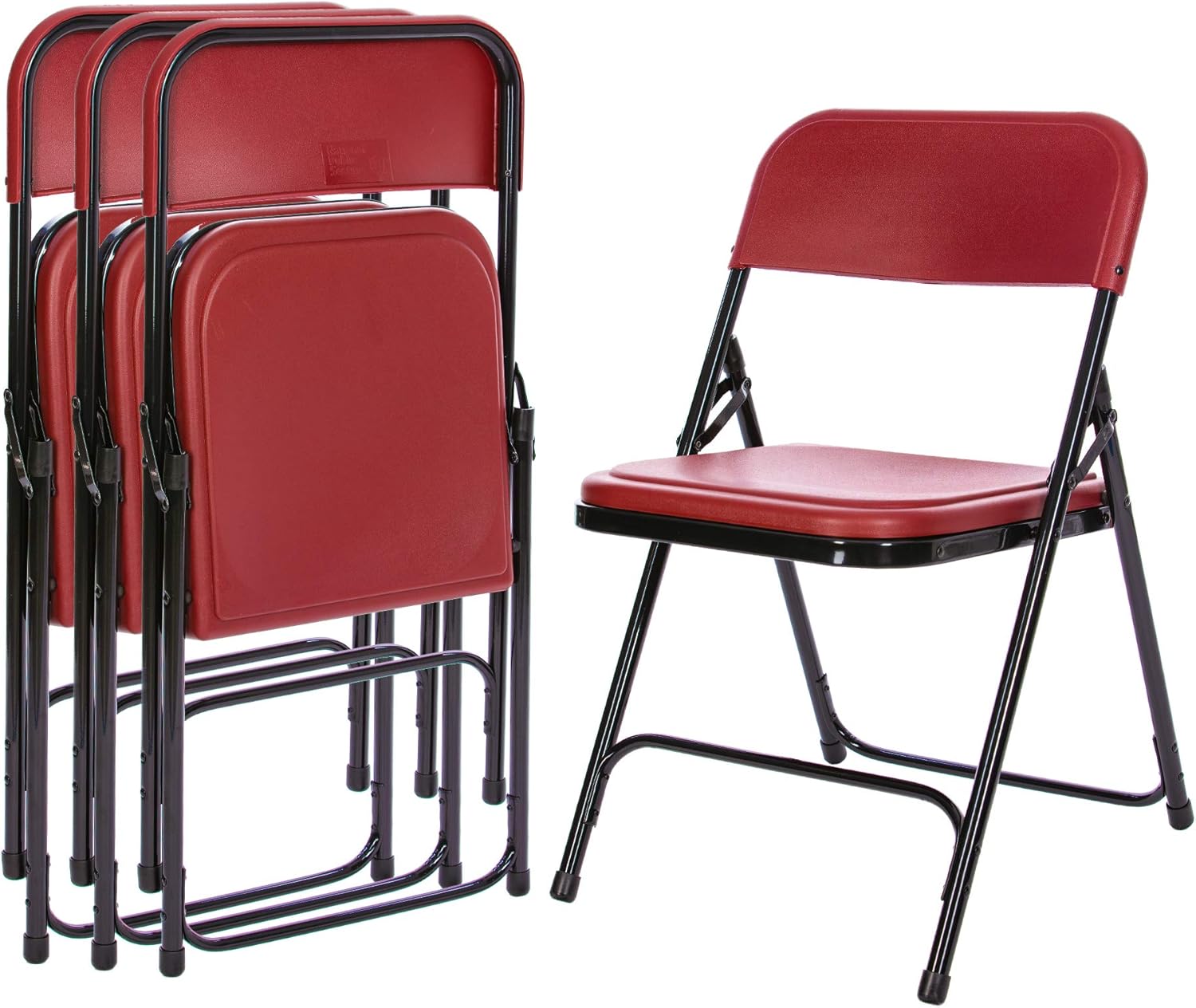 OEF Furnishings Premium Lightweight Plastic Folding Chair, Burgundy : Home & Kitchen