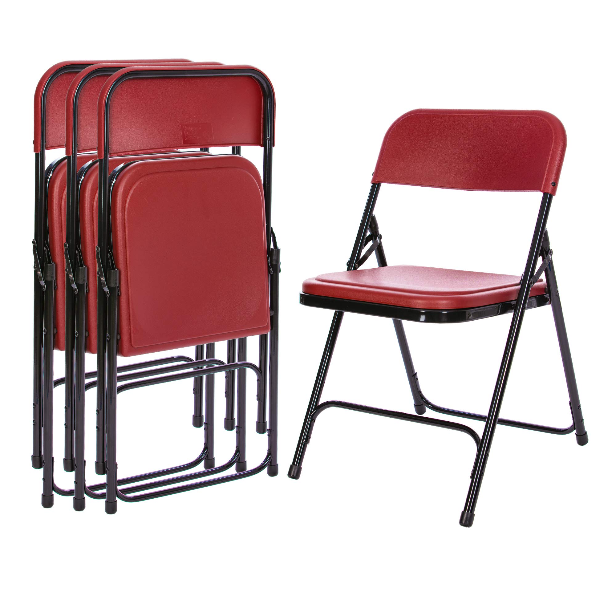 OEF Furnishings Premium Lightweight Plastic Folding Chair, Burgundy