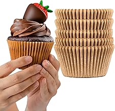 Muffin Liners for Baking - 100pcs Brown Thick Jumbo Cupcake Liners Baking Supplies, Extra Large Size Unbleached Parchment Paper Sheets Cute Cups, Greaseproof Pan Liner Wrappers Kitchen Accessories