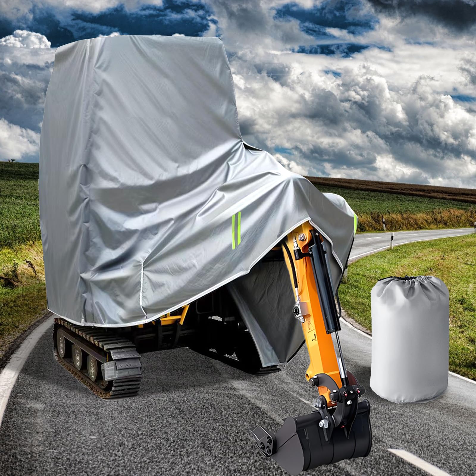 Copertura completa impermeabile e protettiva per mini escavatore, antigraffio, resistente ai raggi UV, 800-1600 kg