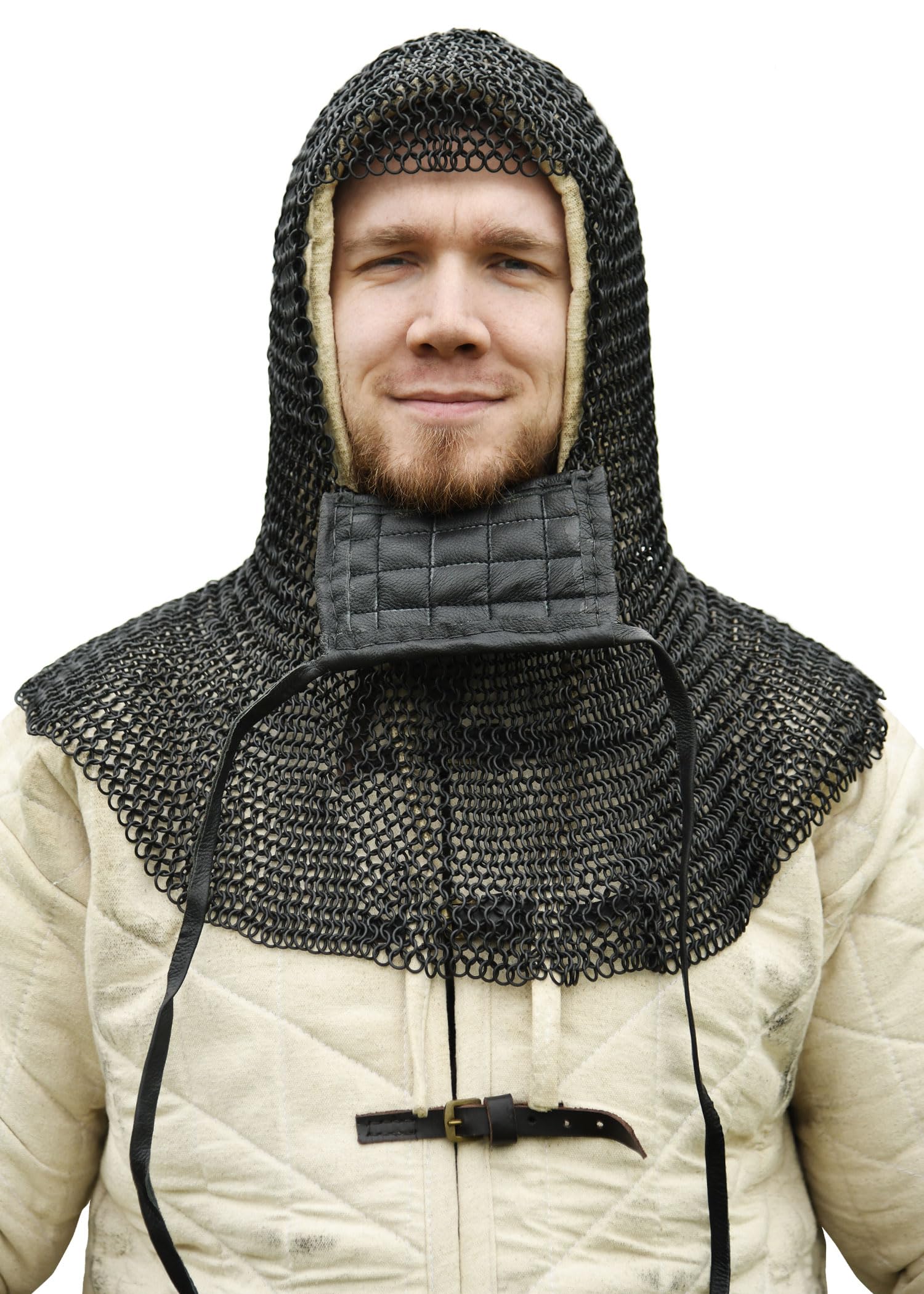 Kettenhaube de section carrée protège-dents iD8mm bruni-âge, viking, lARP