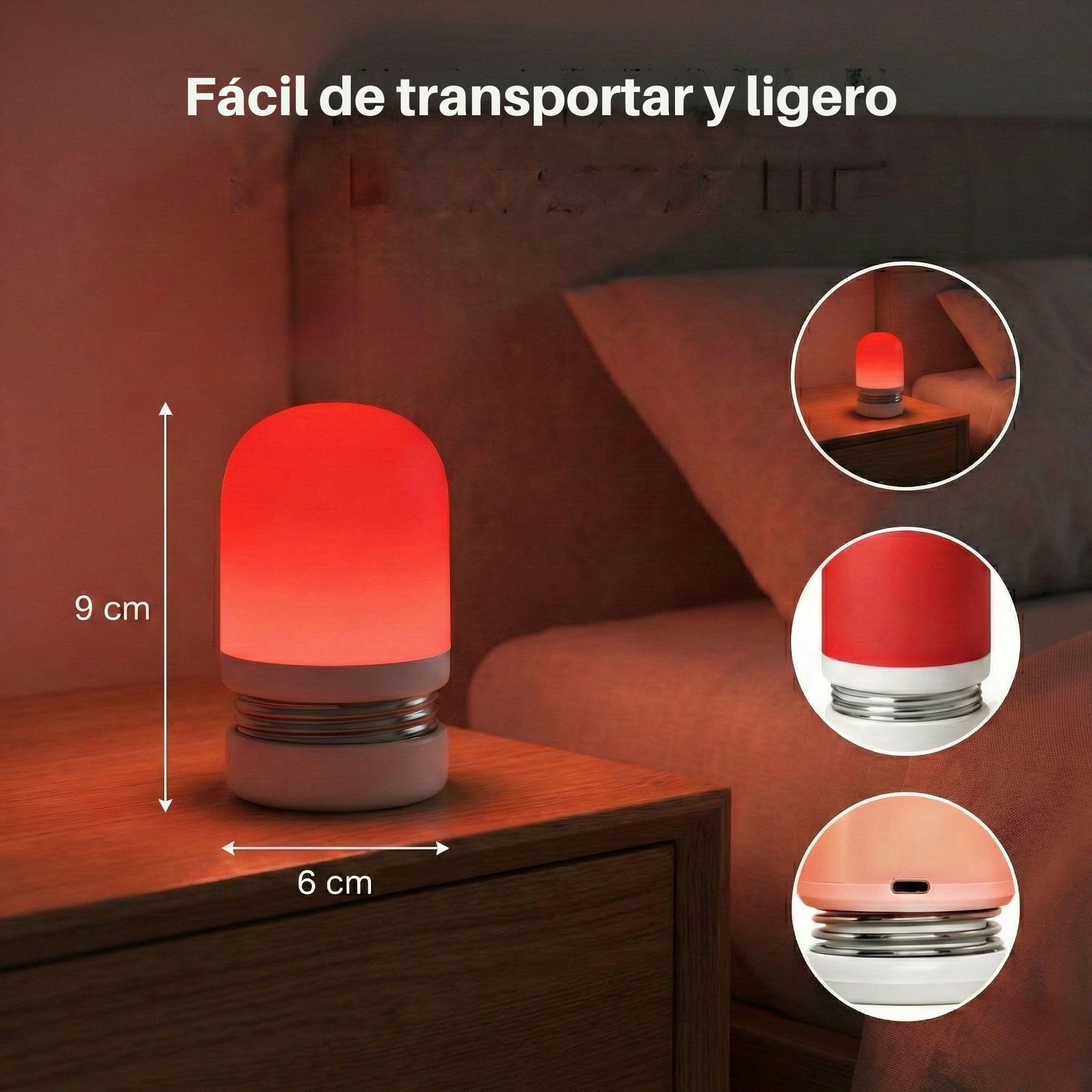 Toys4Boys Luz Nocturna Infantil Roja Para Dormir 620 nm- Lámpara de Noche Led Suave Para Mesita, Habitación de Niños o Bebés - Luz Quitamiedos Ergonómica Que no Interfiere Con la Melatonina