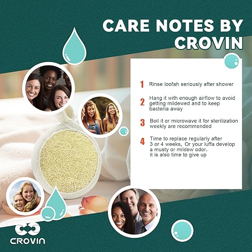 Miniatura 5 de Crovin Almohadillas de lufa facial exfoliantes de primera calidad limpiador facial natural Luffa y removedor de maquillaje para limpiar fácil y