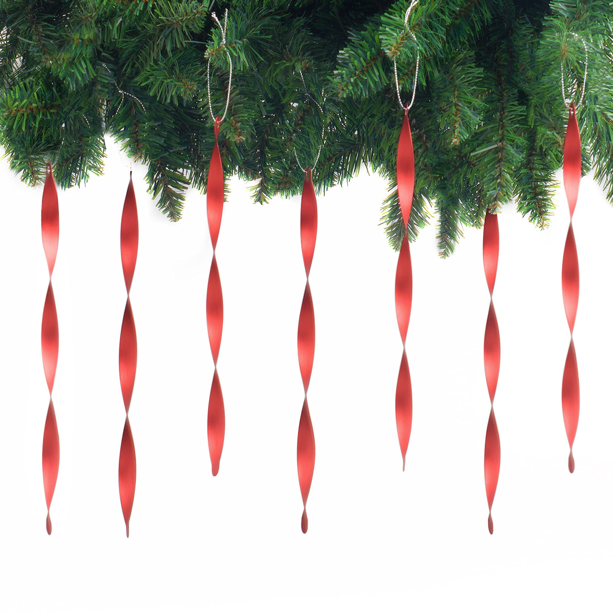 AMS Christmas Tree Ornaments 24PCS Aluminum Twisted Icicles Ornament Set for Christmas Tree New Year Party Decorations Supplies(Matte 9.8