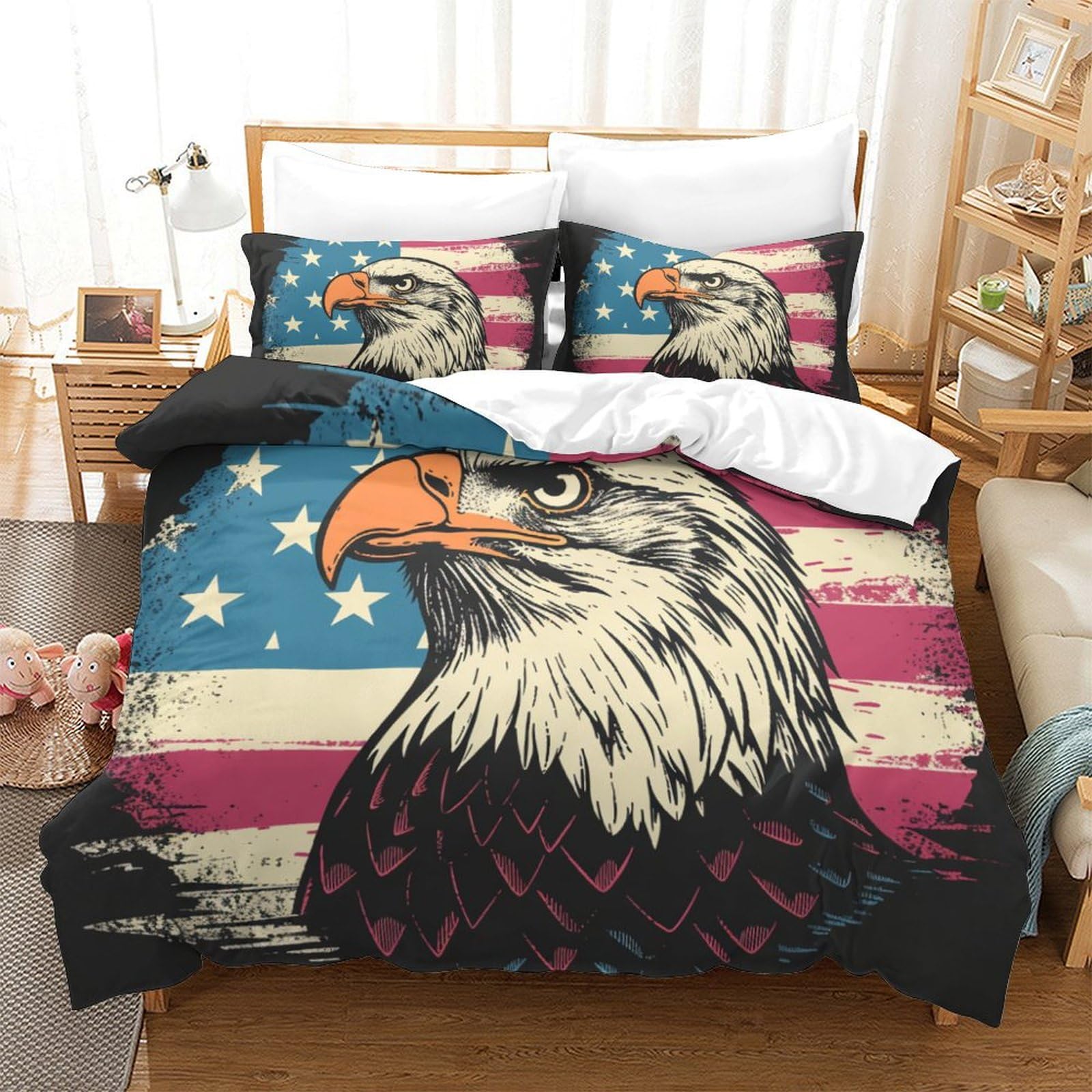 Housse de couette fermeture éclair Aigle 3D parure de lit douce grand confort
