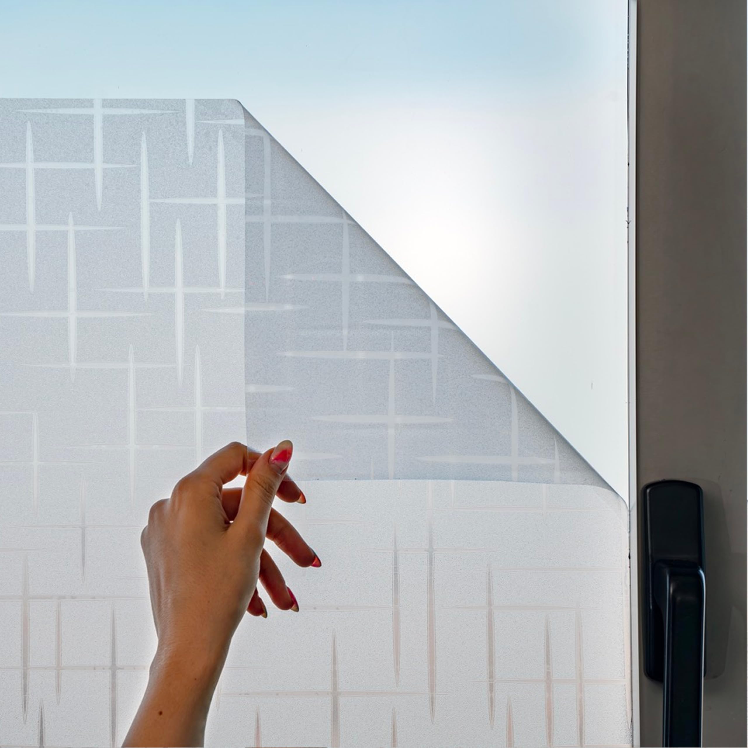 MARAPON® Frosted Glass Window Film with Star Pattern [30 x 200 cm] Including eBook with Professional Tips - Static Adhesion - Window Film Self-Adhesive Opaque - Privacy Film Window - Privacy Film