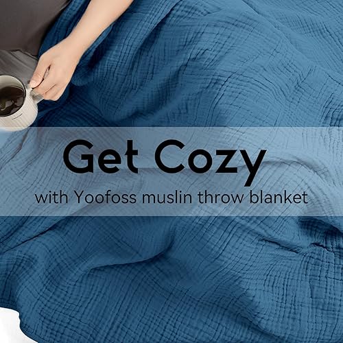 Miniatura 7 de Yoofoss Manta de muselina 100% algodón, manta de verano, tamaño individual grande de 60 x 80 pulgadas, para cama, sofá, manta de gasa de 6 capas
