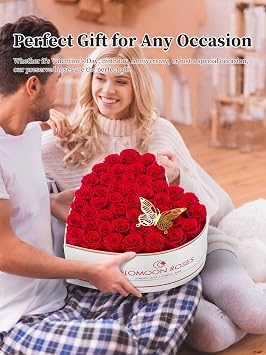 47 Preserved Roses in a Box, Eternal Flowers for Delivery Prime, Red