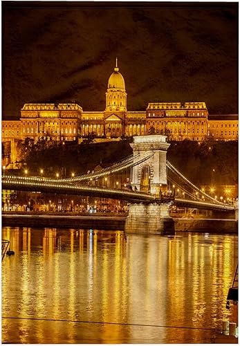 3dRose 15x22 Hand Towel - Buda Castle. Chain Bridge. Danube River. Budapest. Hungary. Budapest