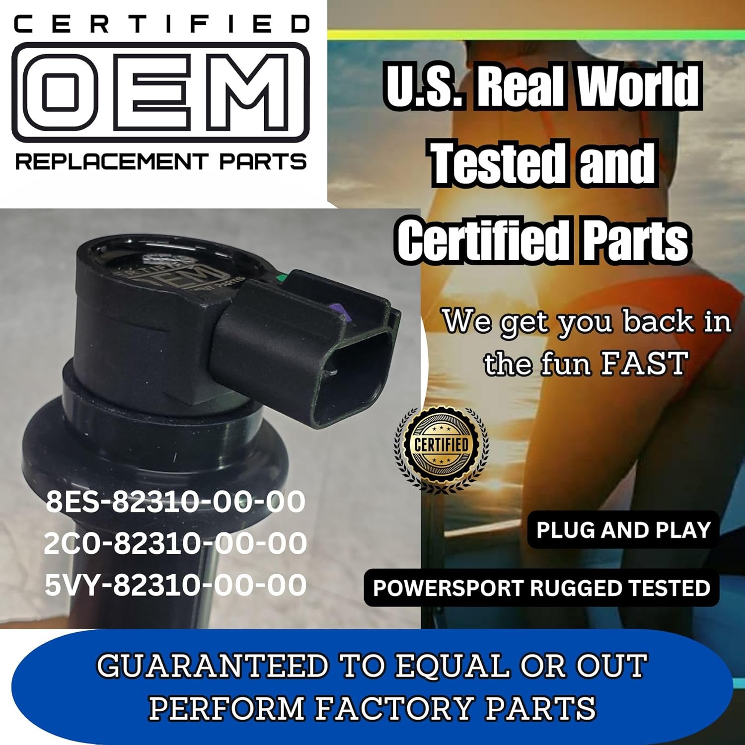 POWER CORE COIL (2025 UPDATED VERSION) CERTIFIED OEM Replacement Part 8ES-82310-00-00 100% Guaranteed -4 PACK -U.S. Real World Tested 5VY-82310-00-00 Fits Yamaha 5PW-82310-00-00, 2C0-82310-00-00