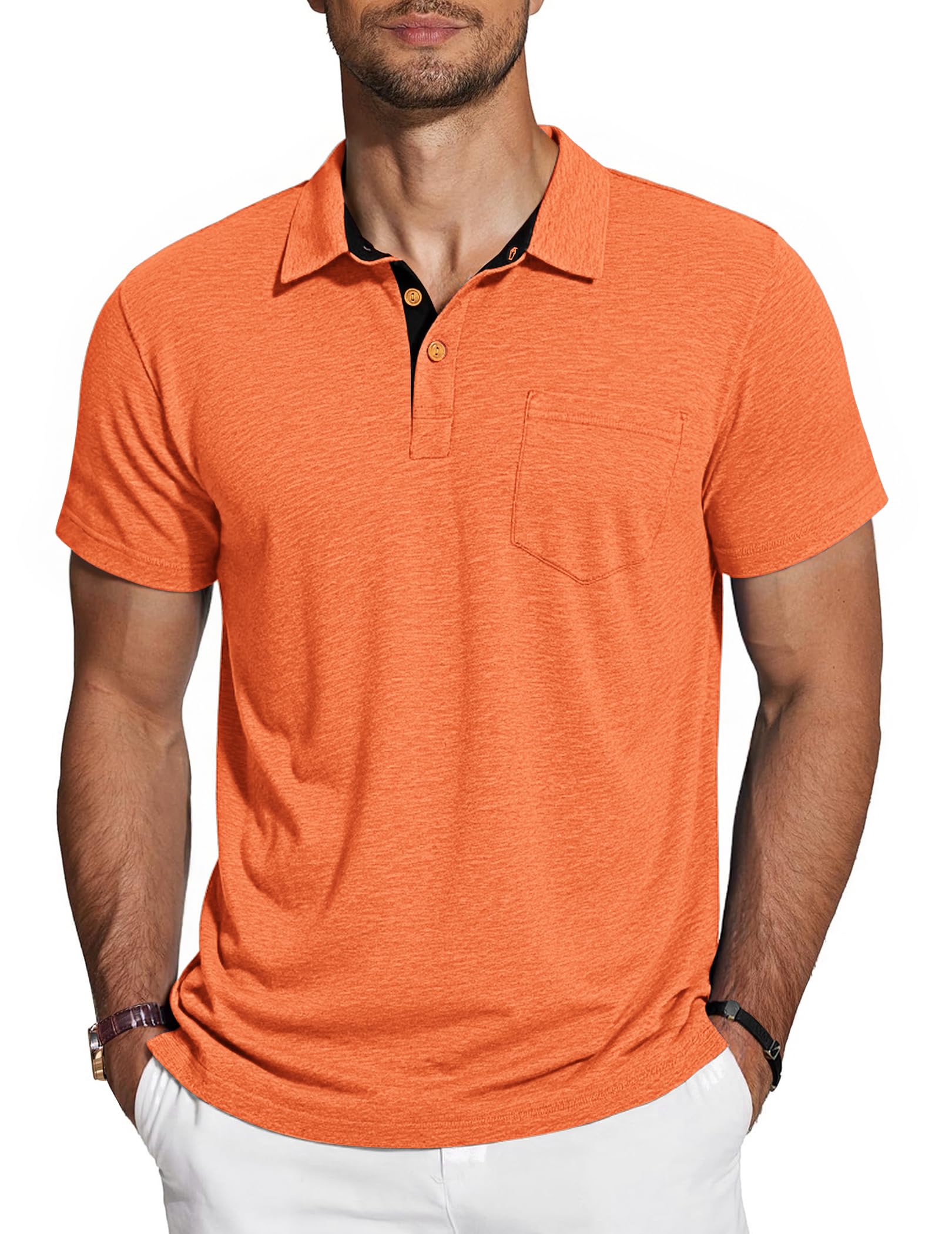 TARAINYA Poloshirt Herren Baumwolle Kurzarm Polo Shirts Männer Sommer mit Brusttasche M-4XL