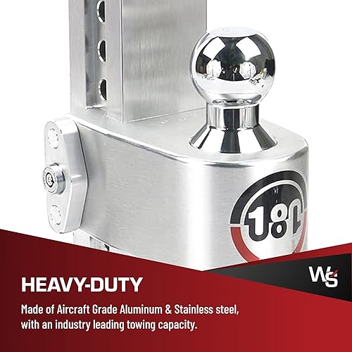 Miniatura 3 de Weigh Safe - Enganche de remolque 180 con vástagoeje de 2.5 pulgadas, enganche de remolque de aluminio ajustable y montaje de bola, bola combinada