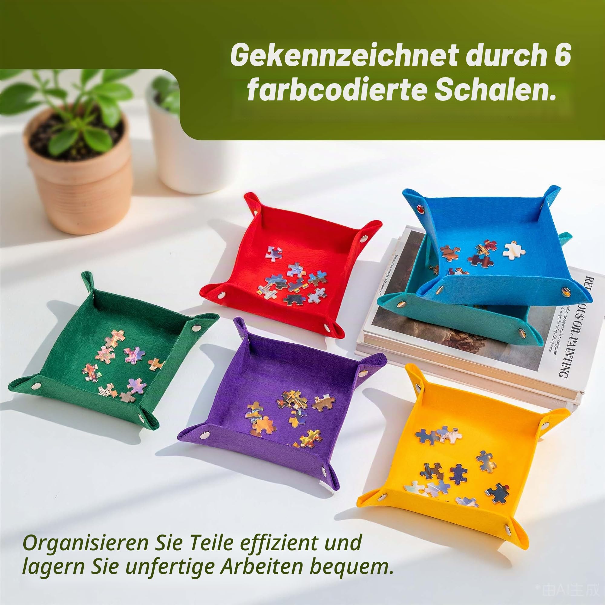 Tektalk Puzzle-Brett mit 2-in-1-Stand- und Abdeckdesign, mehrwinkelverstellbare Halterung und 6 Farbsortierboxen, Matten für die Aufbewahrung/den Schutz von Puzzles, bis zu 1000 Teile – grau