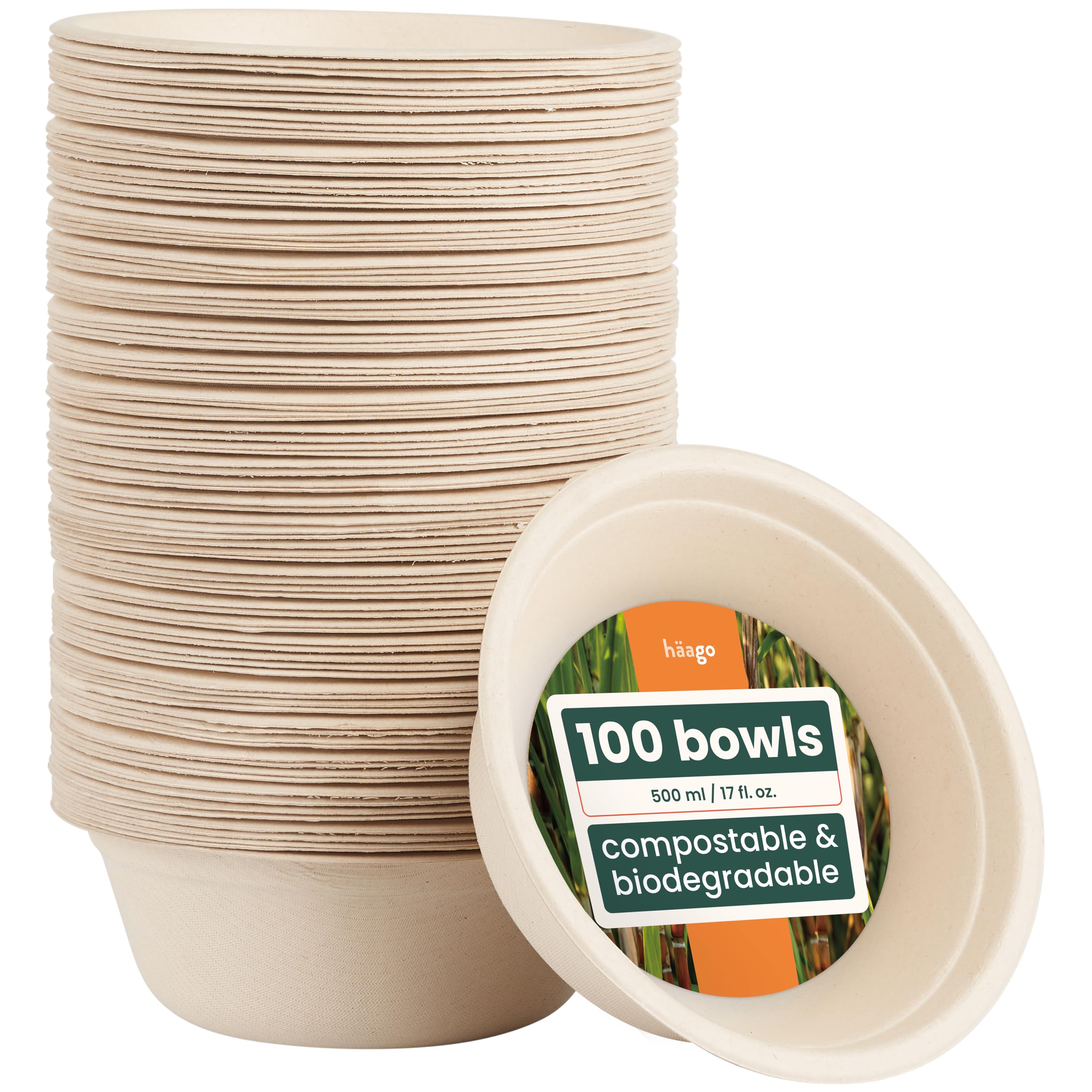 100 Ciotole In Canna Da Zucchero Biodegradabili - 350 Ml, Compostabili, Per Cibi Caldi E Freddi - Foto 10