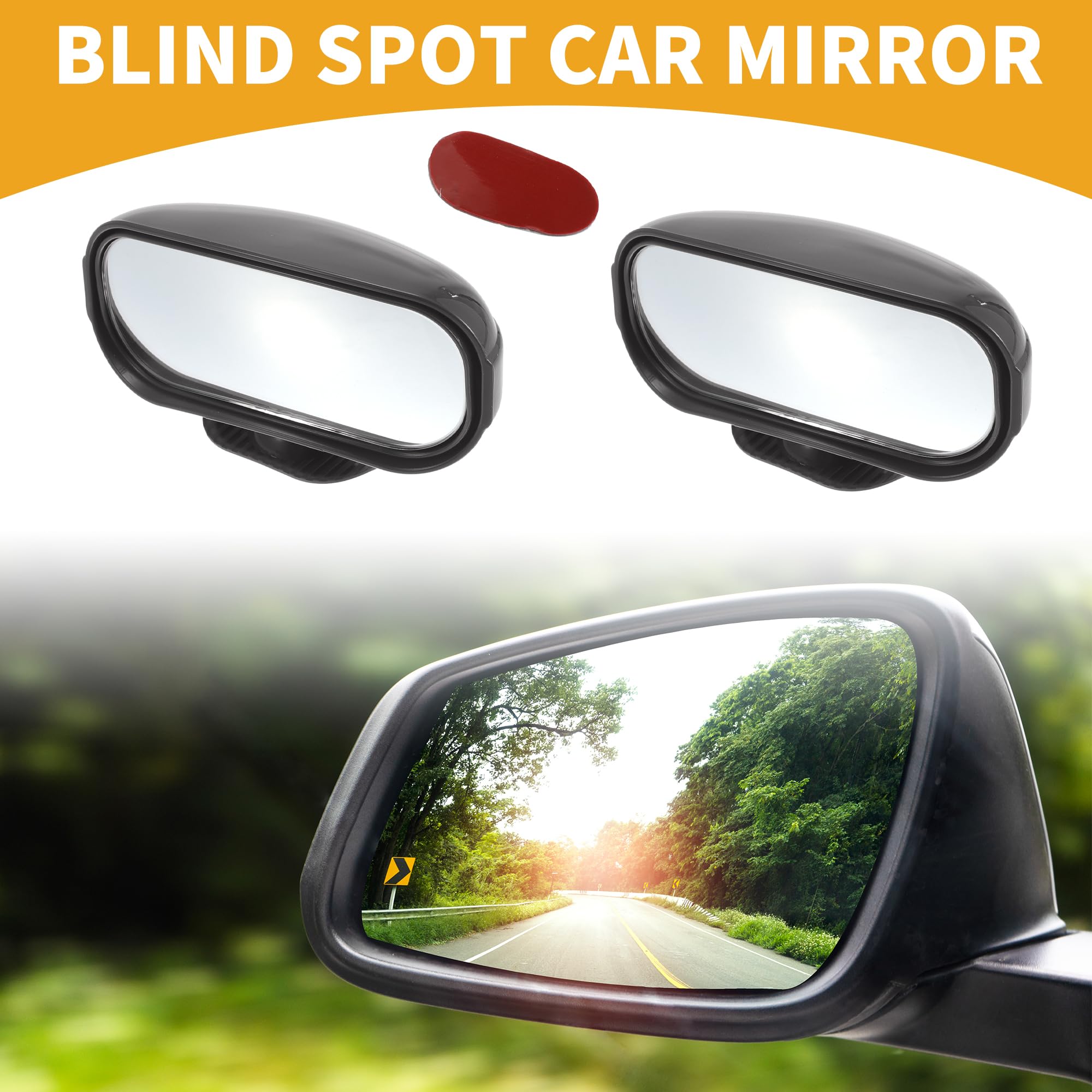 1 Paire Miroir d'angle Mort pour Rétroviseur de Voiture Universels Réglables Abs Noir