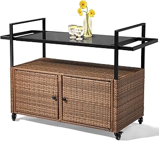 12 Small Backyard Porch Ideas for Cozy Practical Relaxation 105 VINGLI Wicker Outdoor Bar Cart with Storage and Wheels, Outdoor Bar Tabl...