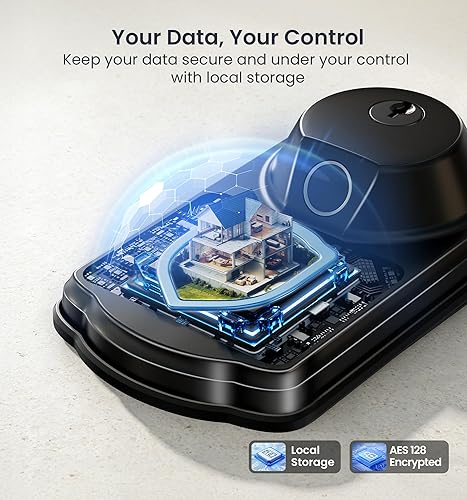 Miniatura 8 de Veise VE012W-K - Cerradura inteligente de huellas dactilares WiFi integrada con 2 perillas, no necesita concentrador, control remoto con aplicación,