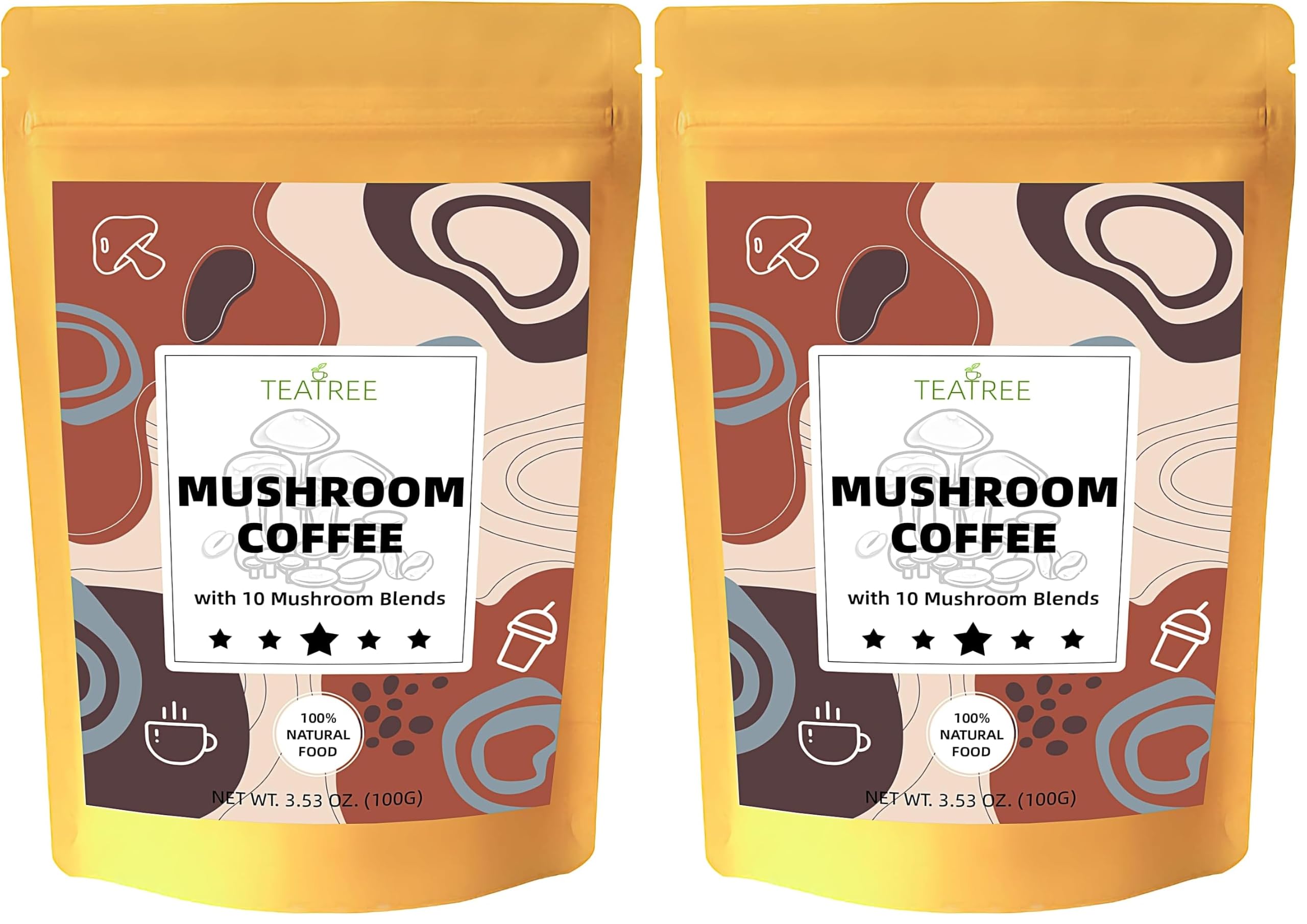 Mushroom Coffee by TEATREE – 3.53 Ounce (Pack of 2)