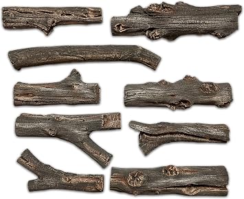 Midwest Hearth Deluxe Decorative Branch and Twig Set | Cast from Real Logs and Hand Painted in USA Driftwood 9-Piece