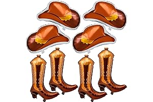 8-Piece Western Party Balloons: Cowgirl Boots'n Hats for Bachelorette Bash