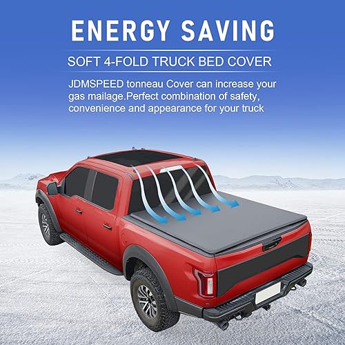 Miniatura 5 de JDMSPEED Cubierta tonneau suave de 4 pliegues para caja de camioneta compatible con Ford F-150 2004-2014 Lincoln Mark LT Tonneau 2004-2014, cubierta
