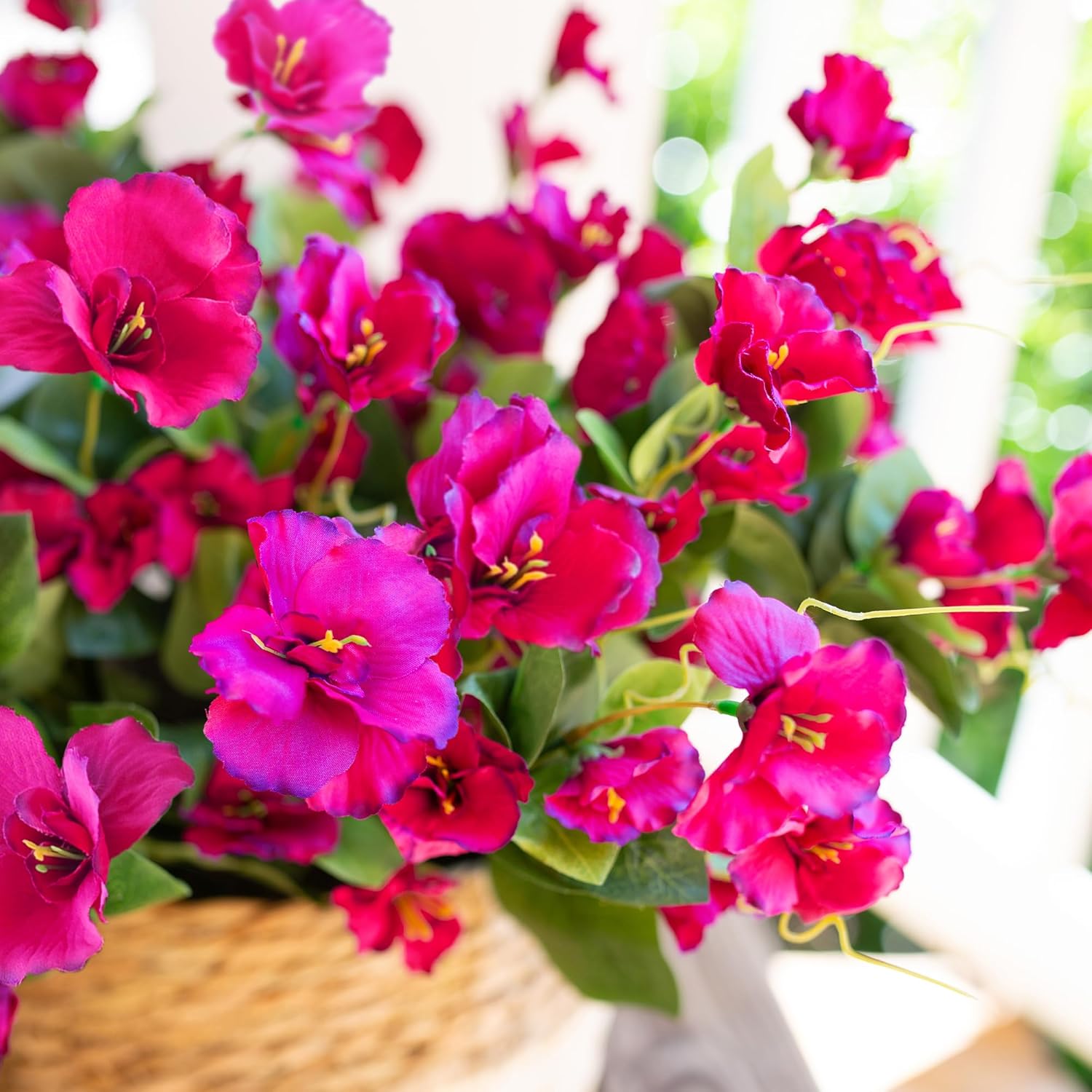 Hibiscus Artificial Flowers Plants for Outdoors Decor, 6 Bundles Silk Hibiscus Bouquet Tropical Flowers Artificial Realistic UV Resistant Fake Flowers for Outside Planter Porch Patio Balcony, Fuchsia - Image 3