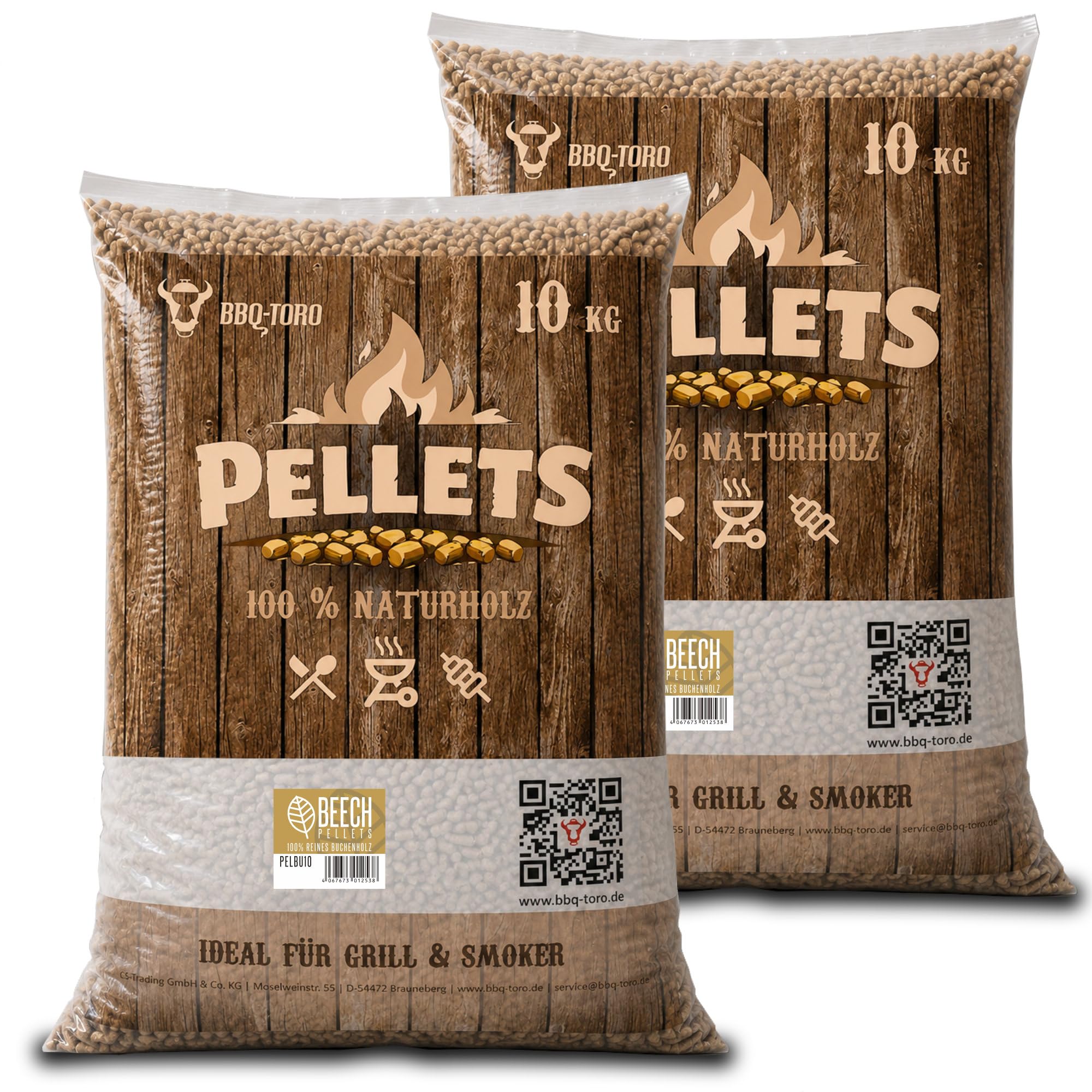 BBQ-Toro Beech Grill Pellets Made of 100% Beech Wood | Wood Pellets for Grill, Smoker, Pizza Oven and Fire Pipe | Beech Pellets, Smoking Pellets, Pellets for Smokers, Wood Pellets for Heating (20 kg)