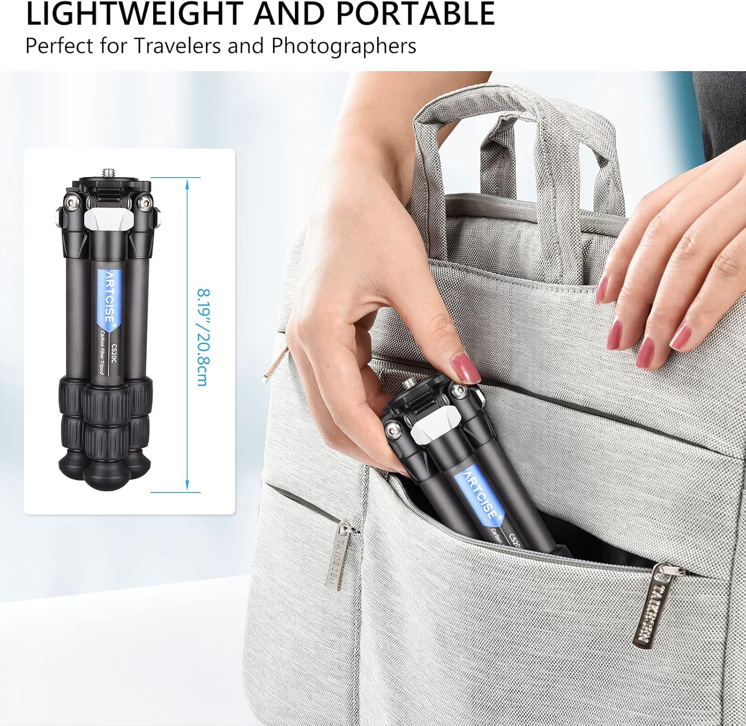 ARTCISE Carbon Fiber Tripod - Portable Desktop Compact Lightweight for Camera DSLR Camcorder, Max Load 22lbs/10kg