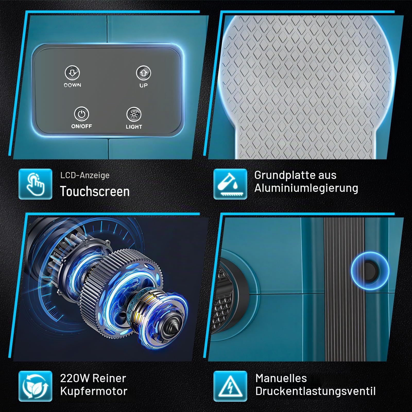 Elektrischer Wagenheber 5T, Wagenheber Auto Kompatibel mit Makita 21V, Akku Hydraulik Wagenheber mit Fernbedienung & LED-Beleuchtung, für SUV, Auto, LKW, Reifenwechsel Hubbereich 15,5–45 cm