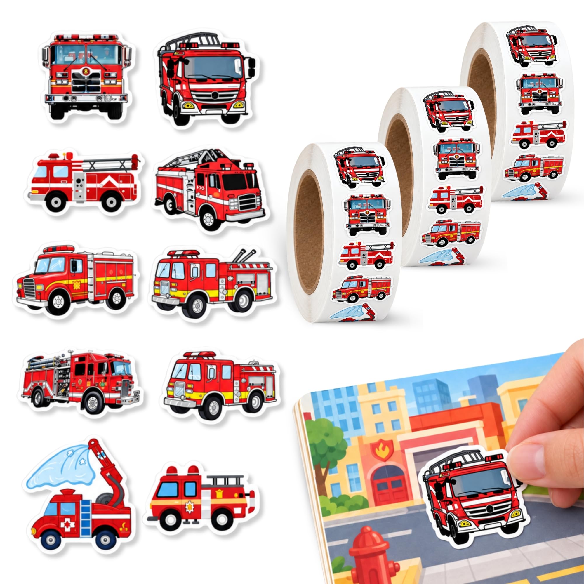 Rollo Pegatinas Oficio Bombero para niños, Profession stickers, 3 Unidades - imagen 1