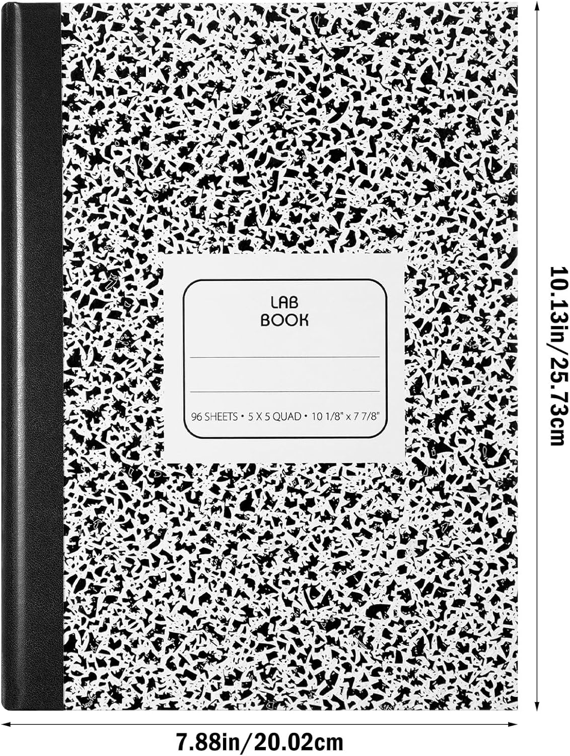 Humyoun 3 Pack Composition Notebooks Lab Notebook Graph Paper, 5 x 5 Quad Ruling, Black Marble Cover, 10.13 x 7.88 Inch, 96 Sheets