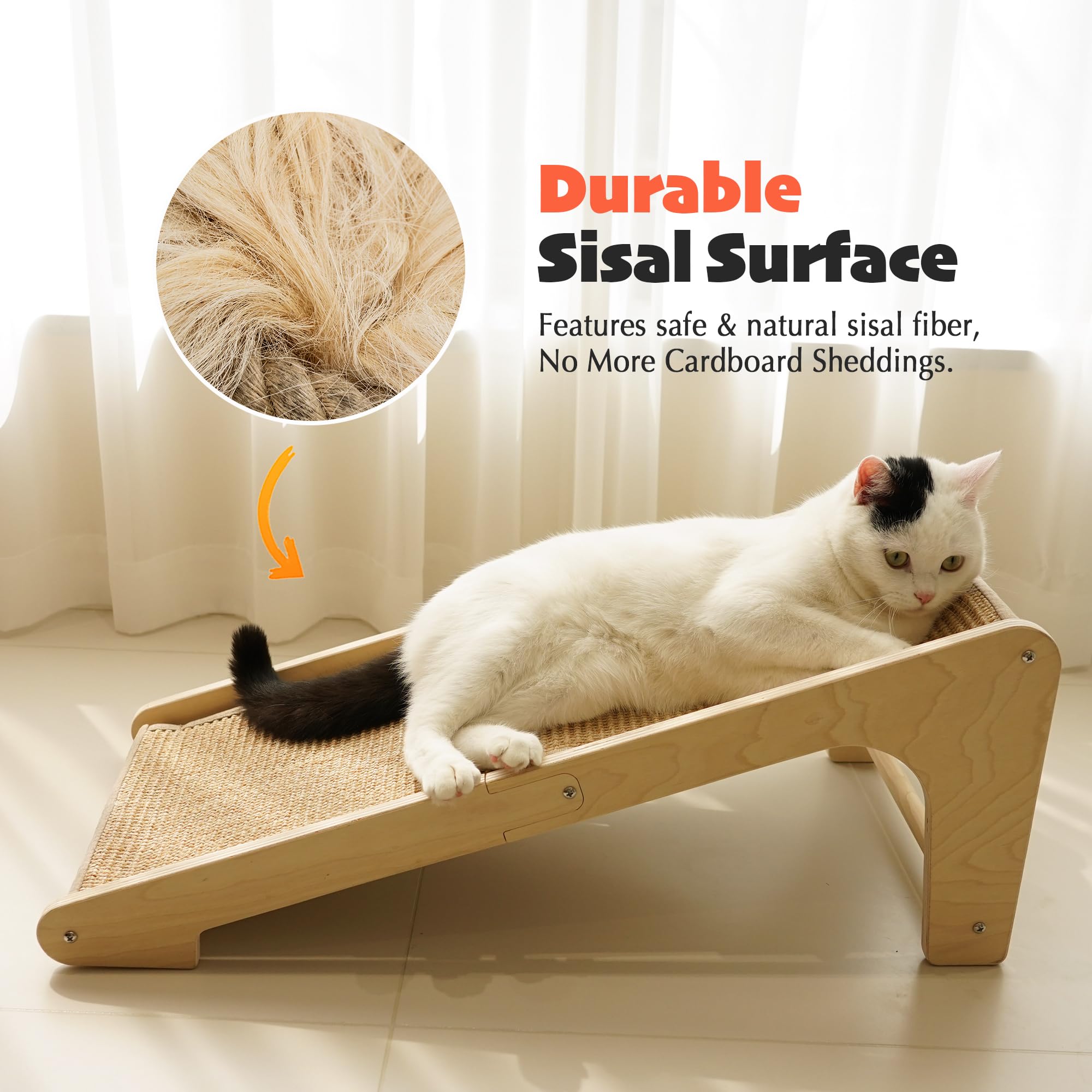 PETKARAY Rampa rascadora de sisal para gatos, poste rascador en forma de L y almohadilla para arañazos para gatos de interior, protector de muebles de pared (grande)