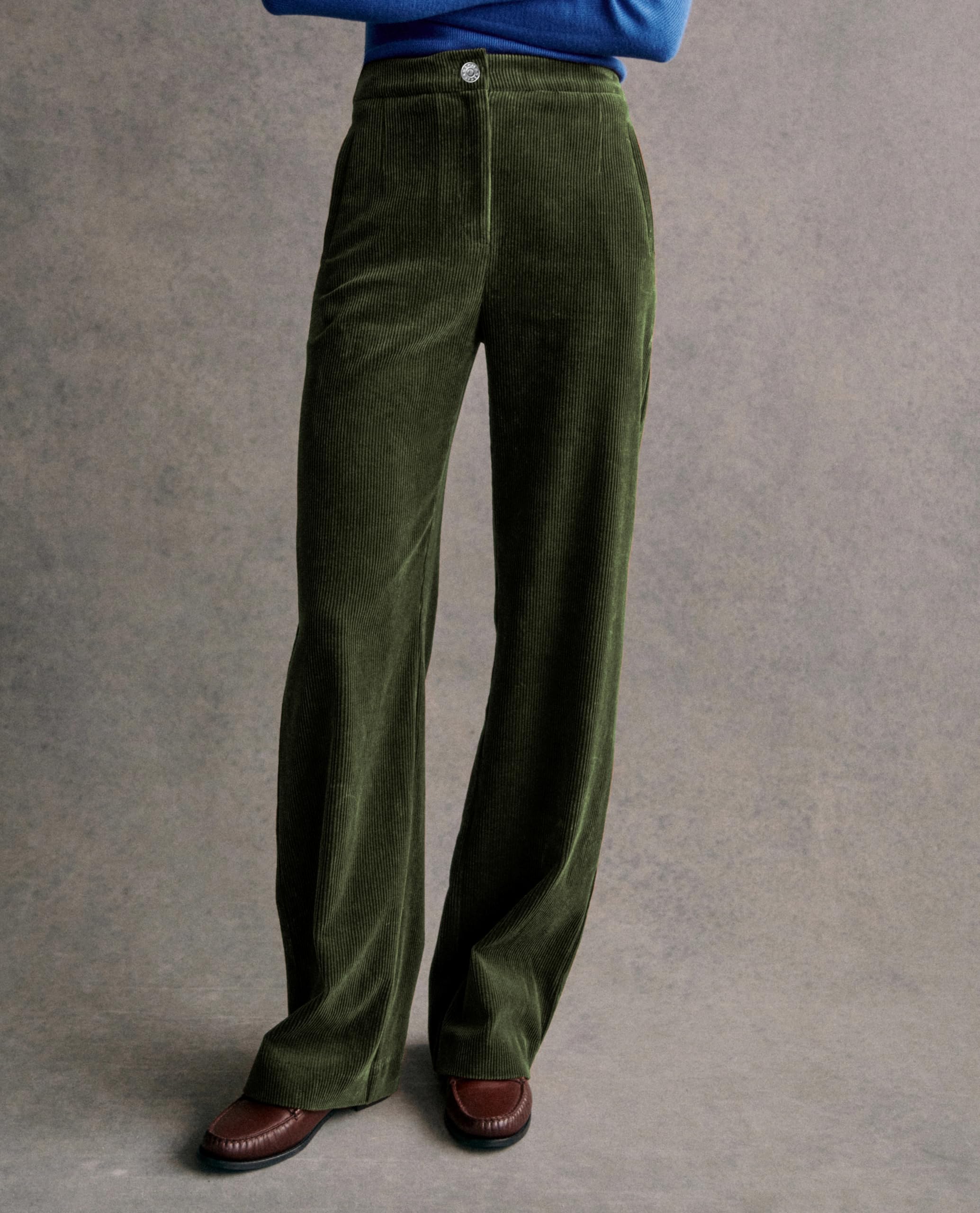 LifeShe Cordhose für Damen, elastische Taille, gerades Bein, leger, dehnbar, Baggy, Boyfriend-Hose, lange Hose