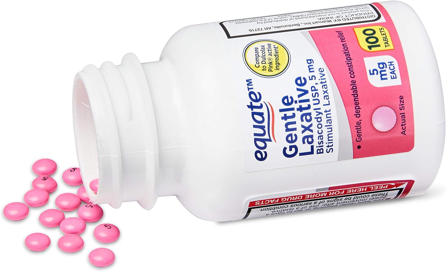 Women's Laxative Tablets, Bisacodyl 5mg 200ct (Two 100ct Bottles) by Equate Compare to Dulcolax Pink : Health & Household