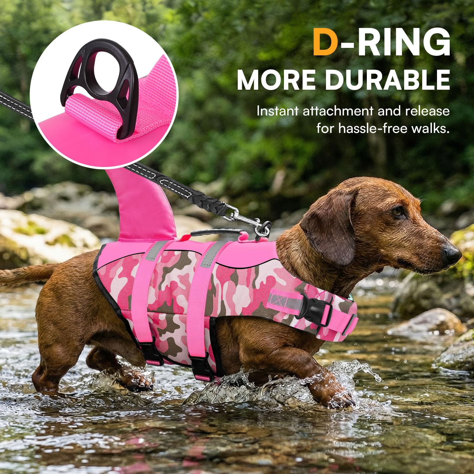 Queenmore Chaleco Salvavidas para Perro, Chaleco de Seguridad antidesgarro, Ajustable, con Alta flotabilidad y Mango de Rescate Duradero, para Perros pequeños, medianos y Grandes