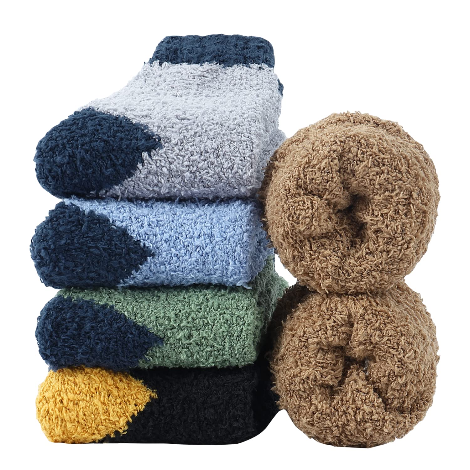 [Yazon] もこもこ靴下 メンズ 冬 ルームソックス 厚手 あったか 男性用 くつした 冬 おしゃれ 保温 くつ下 防寒ソックス 冬用 モコモコ靴下 室内 部屋着 もこもこ スキーくつした23-26cm「ギフト」