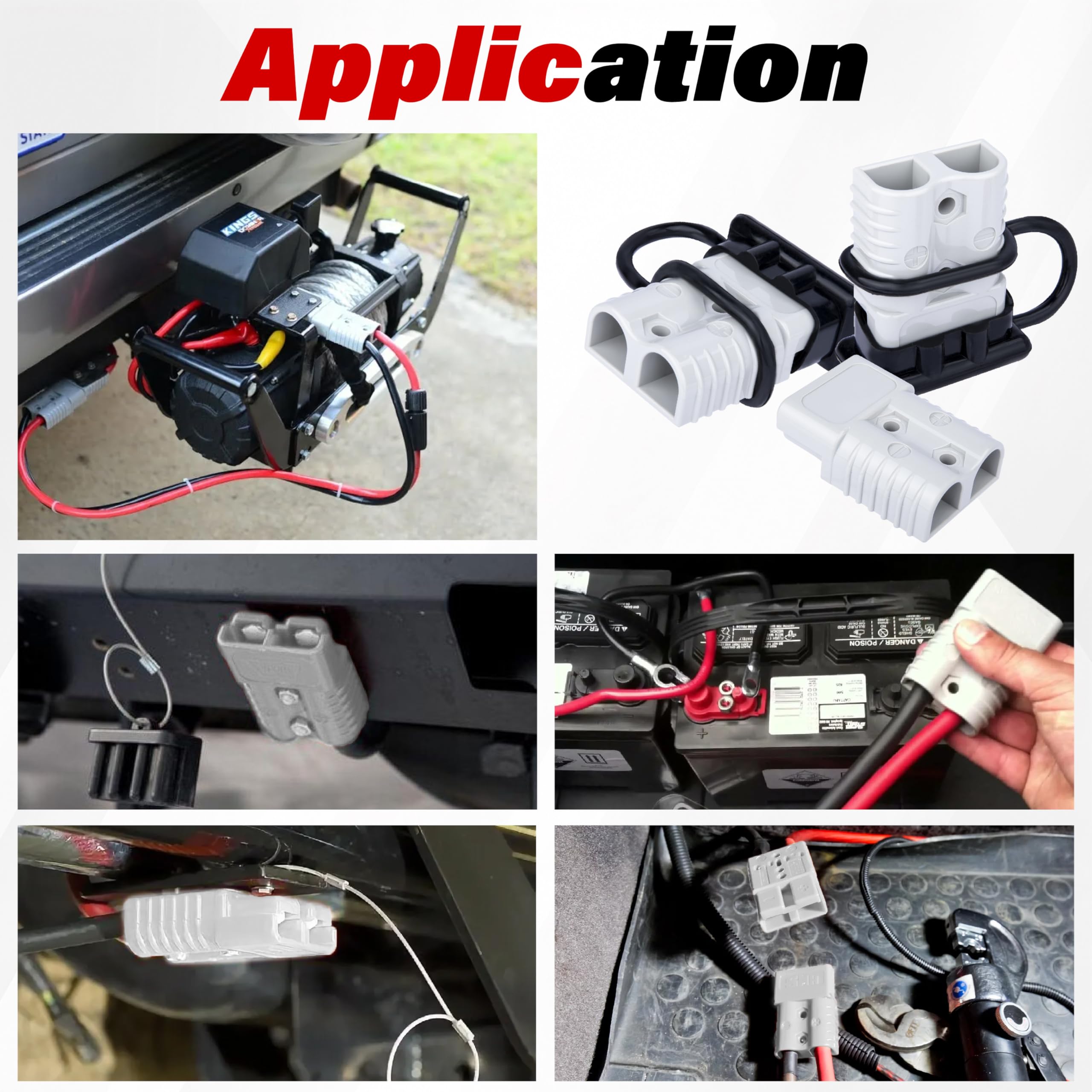 Generic 175 Amp Anderson Plug Connector Battery Quick Connect Disconnect Connector Kit Mounting Panel With Cover For Automobiles Winches