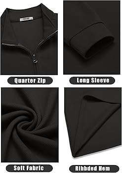 COOFANDY Men's Quarter Zip Up Pullover Lightweight Mock Neck