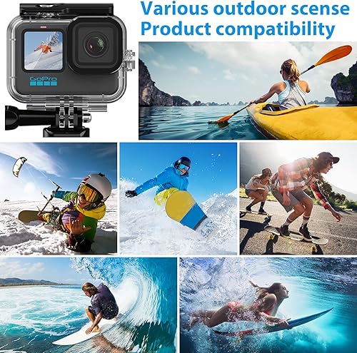 Vista 18 de HONGDAK Carcasa impermeable para GoPro Hero 4/3/3+, 60M/196FT carcasa protectora de buceo con soporte accesorios de montaje para GoPro Hero4