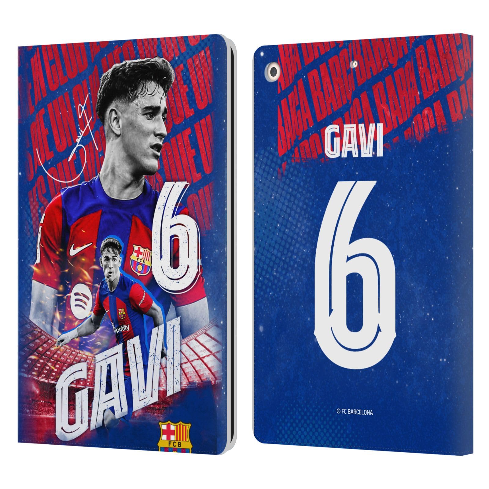 Head Case Designs Officially Licensed FC Barcelona GAVI 2023/24 First Team Leather Book Wallet Case Cover Compatible with Apple iPad 10.2 2019/2020/2021