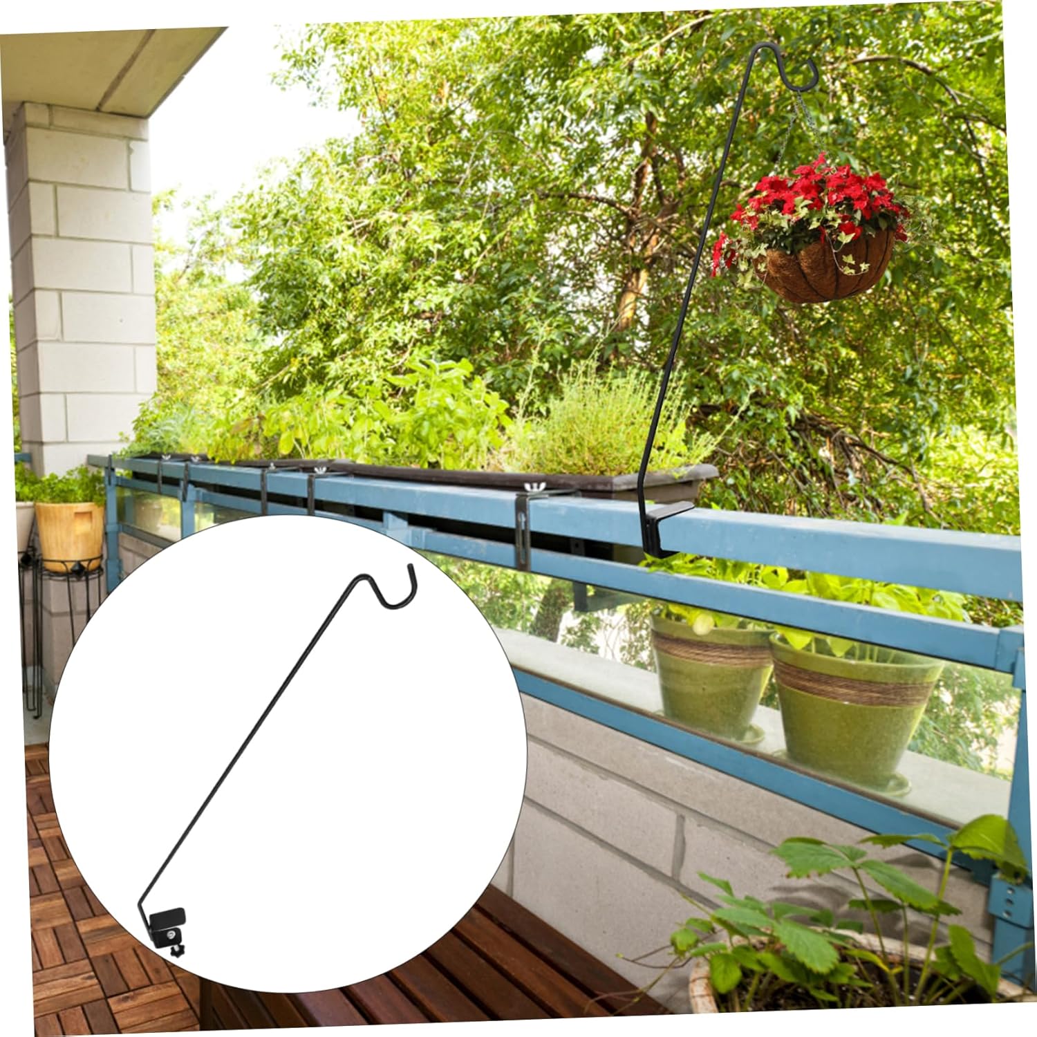 Heavy Duty Garden Shepherd Hook Multi-Function Lantern Hook Bird Feeder Hanger Stand Detachable Iron for Outdoor Lawn Backyard Vintage Black Design