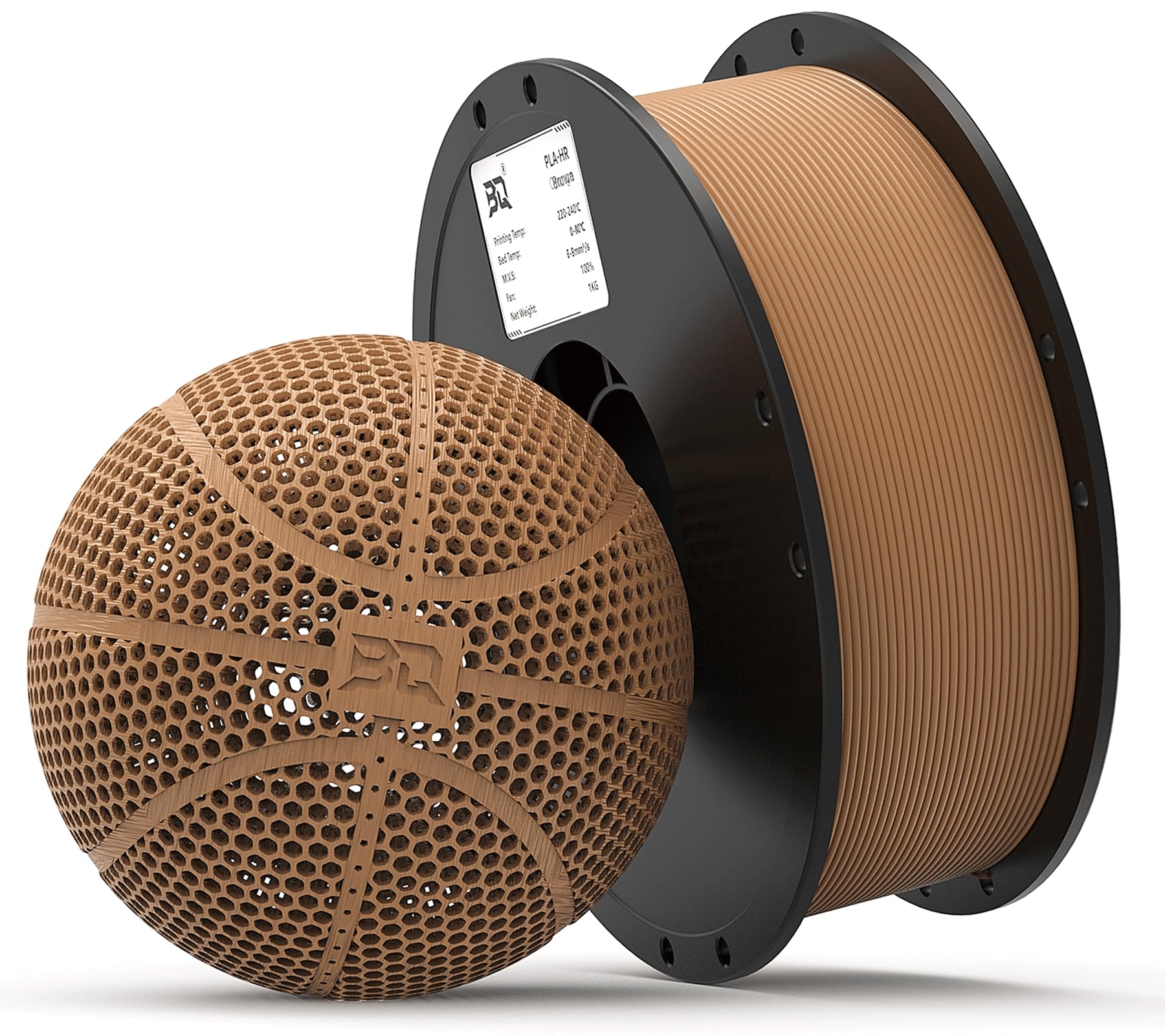 BIQU PLA-HR Flexible 3D Printer Filament Specifically for Printing Airless Basketballs, 1.75mm 1KG Spool (2.2lbs), Flexi Tough Filament Compatible with Most FDM 3D Printer (Brown)