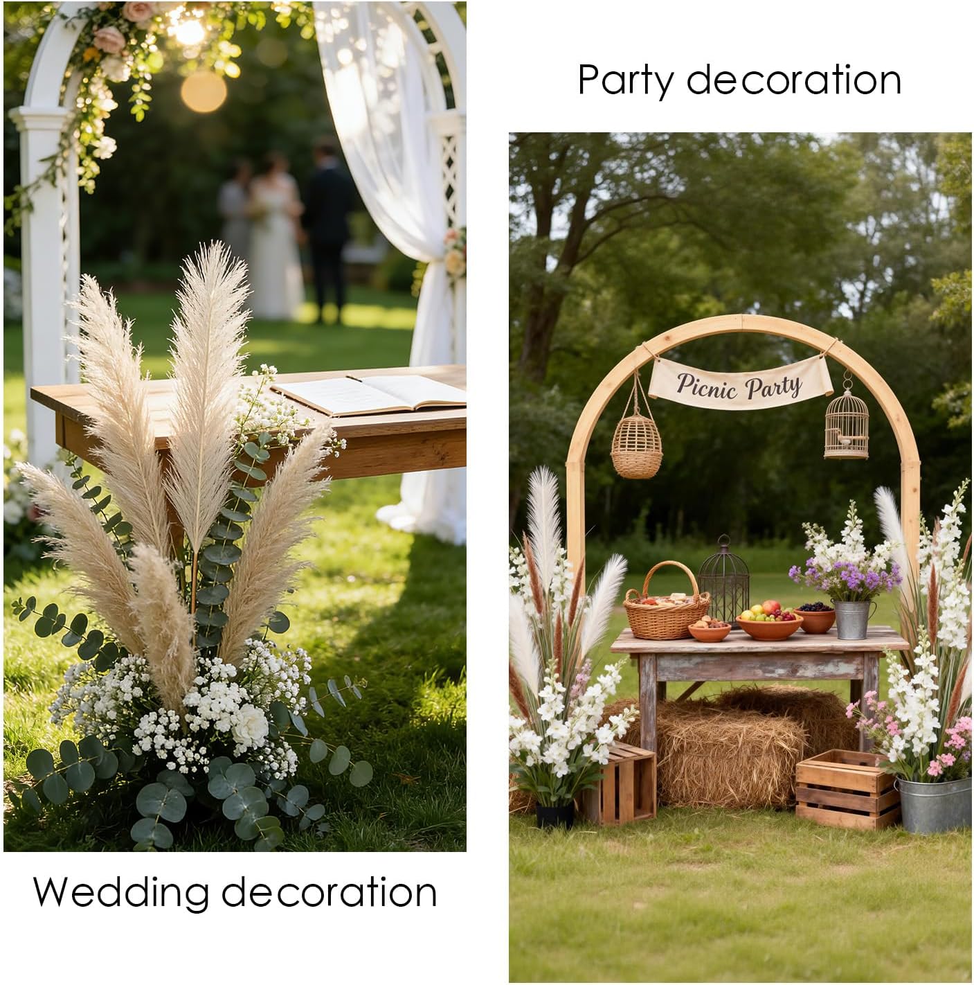 50pcs Faux Pampas Grass Beige 21.6 Inch Non-Shedding for Modern Neutral Home, Boho Wedding and Cream Tone Vase Arrangements