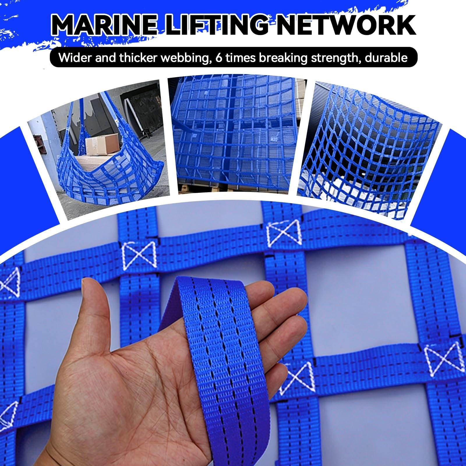 Red De Elevación De Carga, Red De Elevación De Poliéster con 4 Correas En Las Esquinas, Red De Seguridad para Movimiento(1.5 X 1.5M/Mesh 10cm/Load 2t)