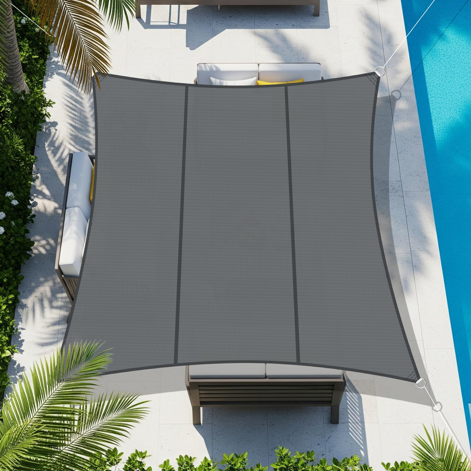 COOL AREA Toldo Vela de Sombra Impermeable Rectángulo 2x3m UV Block Resistente a la Intemperie para Patio Jardín Patio Exterior,Arena — view 24