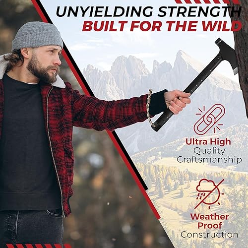 Miniatura 4 de Bushcraft Hacha  Hacha de camping multiherramienta con Firestarter y sierra  Equipo de supervivencia portátil  Herramientas de senderismo y