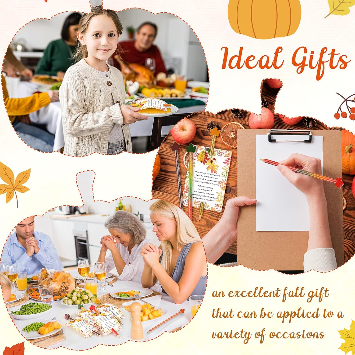 Harloon 100 Set Thanksgiving Gifts Fall Pencils Including Thanksgiving Pencils with Cute Mini Maple Leaf Erasers Fall Cards Autumn Harvest Party Favors Bulk for Classroom Students School Prizes