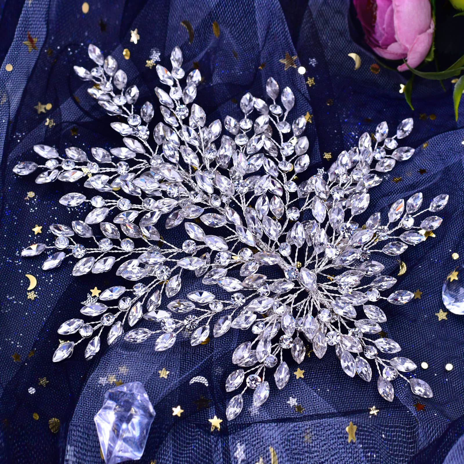 Diadema de boda, accesorios para el cabello de novia, accesorios para el cabello de diamantes de imitación para novias y damas de honor, accesorios para el cabello de fiesta para mujeres