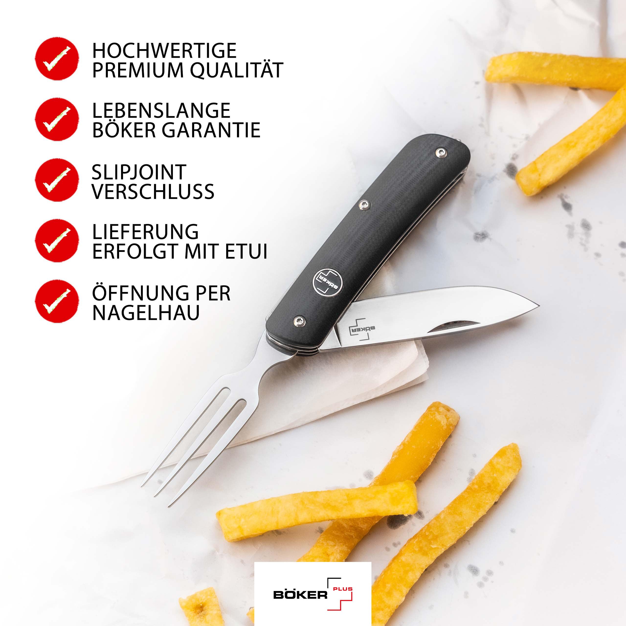 BÖKER PLUS® Tech Tool Fork - klappbares Camping-Besteck mit Gabel, EDC Multitool für Outdoor