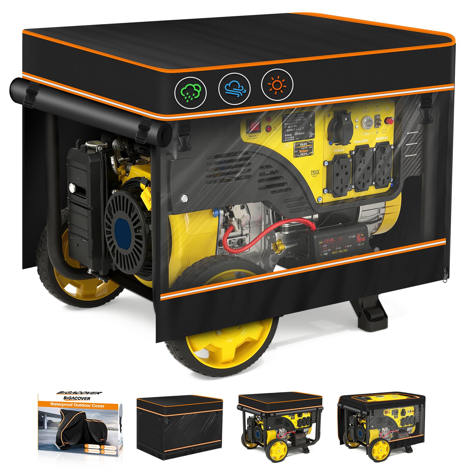 Generator Covers While Running, Heavy Duty 600D Waterproof Oxford Fabric, Transparent PVC Window Weather & Dust Protection Fits Most 3000W-10000W Generators (Packaging Varies – Product Unchanged)